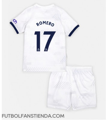 Tottenham Hotspur Cristian Romero #17 Primera Equipación Niños 2023-24 Manga Corta (+ Pantalones cortos)